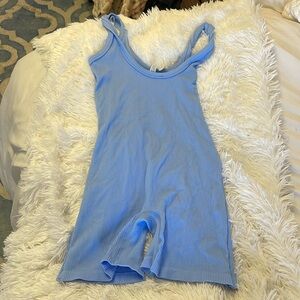 Blue romper workout outfit!